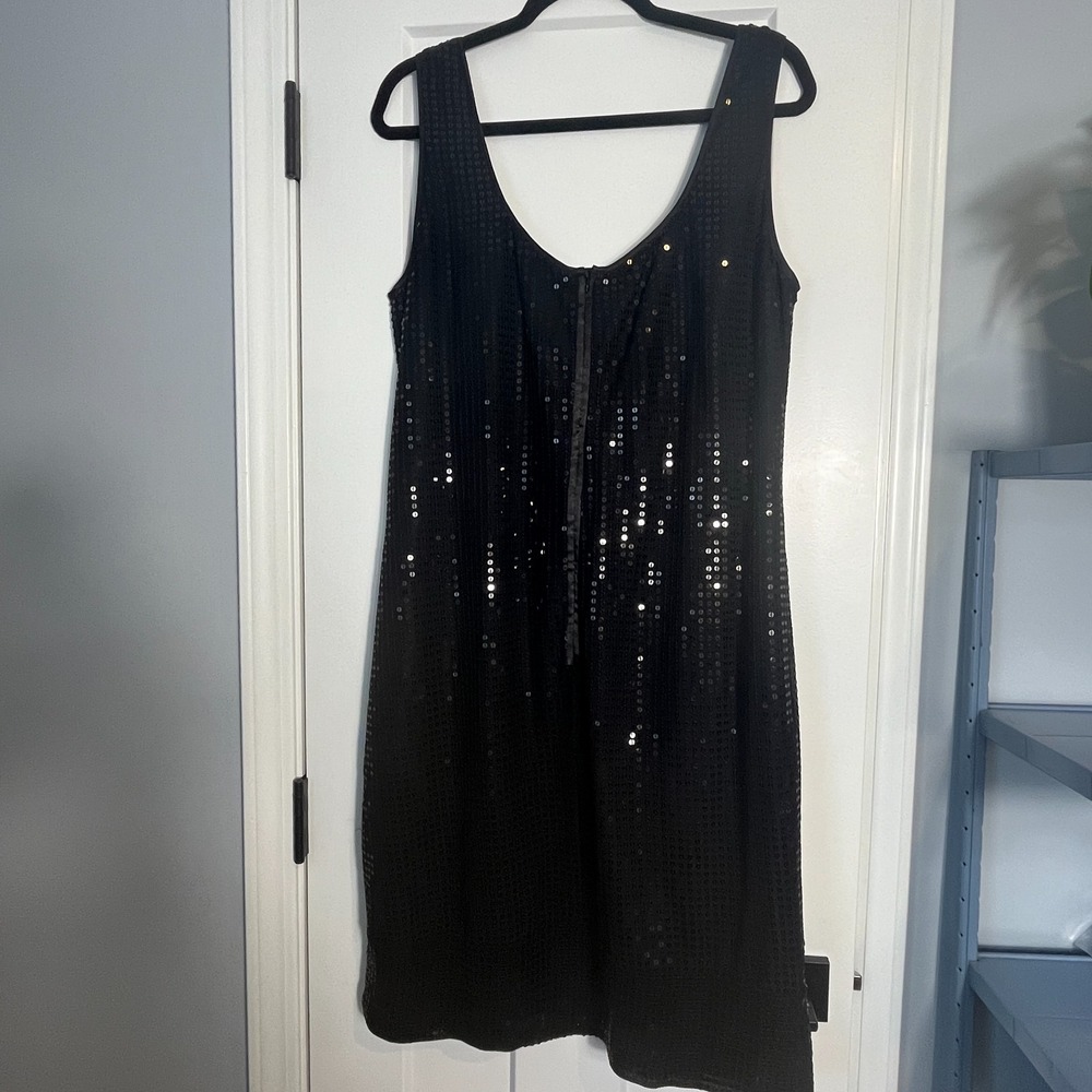 New York & Company Dress‎ Womens 16 Sleeveless Black Sequin Lined NEW YEARS EVE - Picture 4 of 12